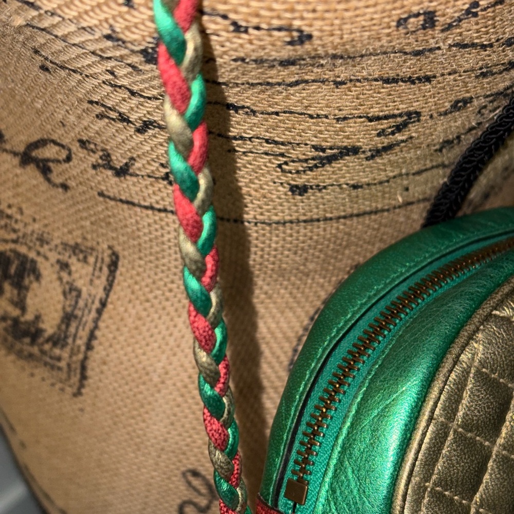 GUCCI Trapuntata bag Limited leather mini red/green metallic vintage - Picture 14 of 16